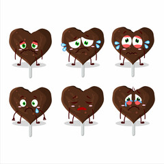 Love cookies chocolate candy cartoon character with sad expression