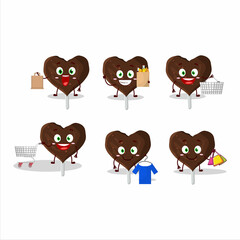 A Rich love cookies chocolate candy mascot design style going shopping