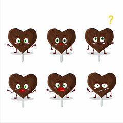 Cartoon character of love cookies chocolate candy with what expression