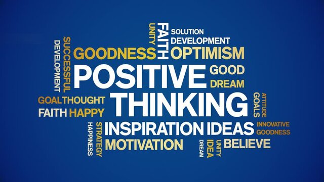 Positive Thinking animated tag word cloud;text design animation kinetic typography seamless loop.
