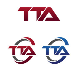 Modern 3 Letters Initial logo Vector Swoosh Red Blue TTA