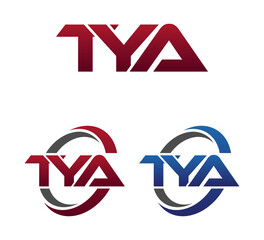 Modern 3 Letters Initial logo Vector Swoosh Red Blue TYA