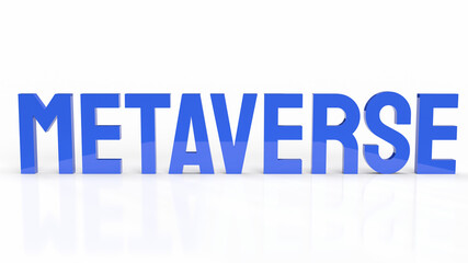 The blue metaverse text on white background for business or technology  concept 3d rendering.