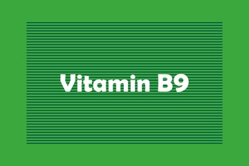 Vitamin B9 typography text vector design.  Healthcare conceptual vector design. Nutrition conceptual design
