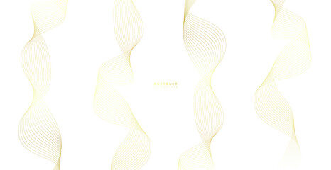 Abstract background with gold line wave. Luxury style. Tech pattern. Curved wavy line, smooth stripe. Vector illustration.