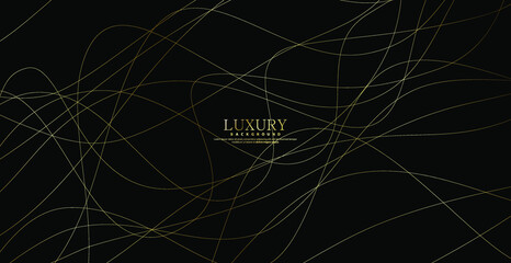 Abstract background with gold line wave. Luxury style. Tech pattern. Curved wavy line, smooth stripe. Vector illustration.