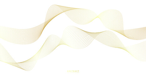 Abstract background with gold line wave. Luxury style. Tech pattern. Curved wavy line, smooth stripe. Vector illustration.