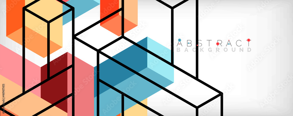 Poster abstract background. 3d cubes, cubic elements and blocks. techno or business concept for wallpaper, 