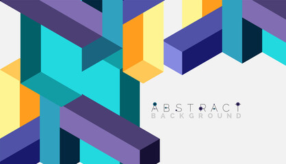 Obraz premium Abstract background. 3d cubes, cubic elements and blocks. Techno or business concept for wallpaper, banner, background, landing page