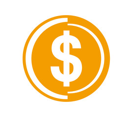 Coin icon. Money design. Gold dollar flat symbol. Vector illustration