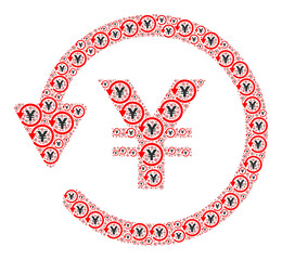 Vector yen refund icon mosaic is designed from random recursive yen refund parts. Fractal mosaic from yen refund icon.