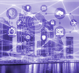 Fototapeta na wymiar Concept of smart city and internet of things