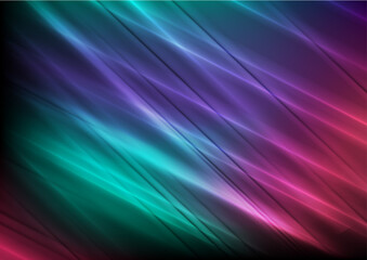Fototapeta premium Colorful neon smooth stripes abstract modern tech background. Vector design