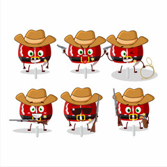 Cool cowboy red candy cookies christmas cartoon character with a cute hat