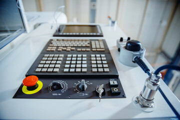 Modern CNC milling machine work industrial production for metal processing, drilling