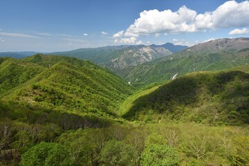 Fototapeta na wymiar Climbing view from Nikko to Mount Hnagetsu, Tochigi, Japan 