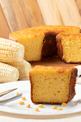 Delicious traditional corn cake in a plate.