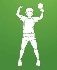 Ping Pong or Table Tennis Player  Action Cartoon Sport Graphic Vector