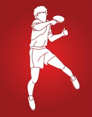 Ping Pong or Table Tennis Player  Action Cartoon Sport Graphic Vector