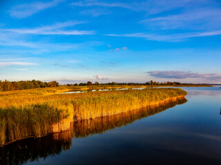 sunset over the river