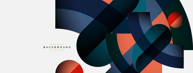 Obraz premium Geometric abstract background. Round shapes, circles, lines composition for wallpaper banner background or landing page