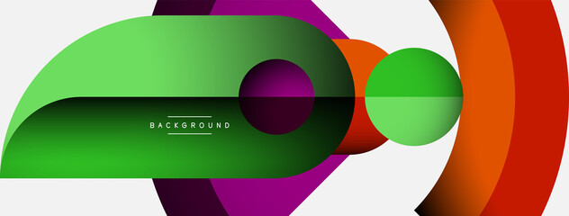 Geometric abstract background. Round shapes, circles, lines composition for wallpaper banner background or landing page