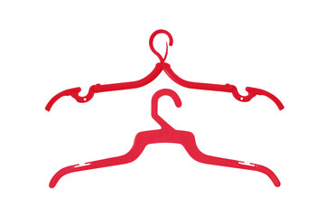 red plastic clothes hanger isolated on white  with clipping path include for design usage purpose