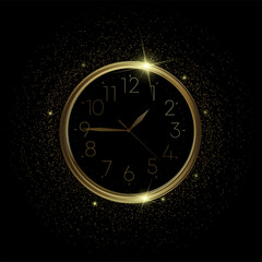 Obraz na płótnie Canvas Classic golden shiny clock with roman numbers