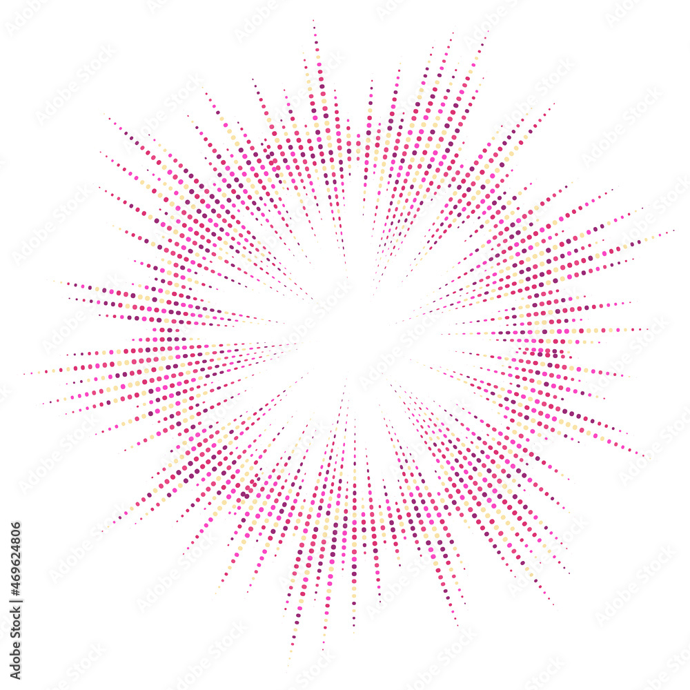 Poster bursting rays. sunburst frame. abstract equalizer element with dotted lines for design. vector illus