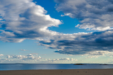 The clouds over the Long Island sound on the Connecticut coast