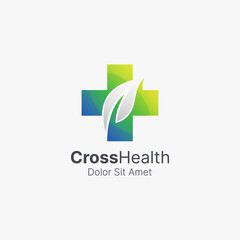 Cross health with smooth gradient logo