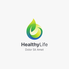 Healthy life. Natural life logo with leaf smooth gradient