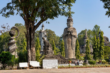 park full of Buddhist statues