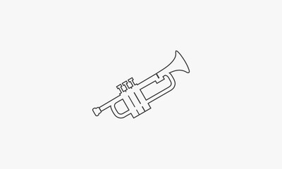 line icon trumpet isolated on white background.