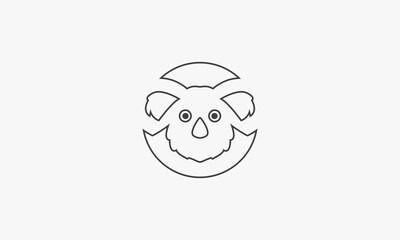 Obraz premium circle line icon koala head isolated on white background.