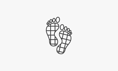 line icon human footprint isolated on white background.