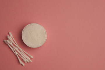 cotton swabs hygiene protection sanitation pink background