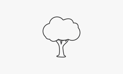 simple line icon tree plant isolated on white background.