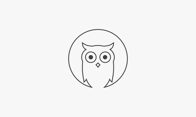 line icon circle owl isolated on white background.