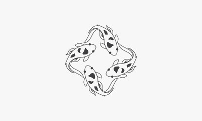 line icon koi fish isolatedon white background.