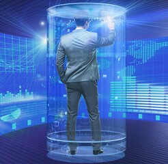 Man in stock exchange trading concept