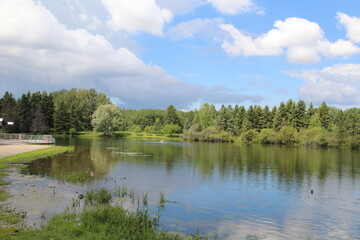 Fototapeta na wymiar landscape with lake, William Hawrelak Park, Edmonton, Alberta