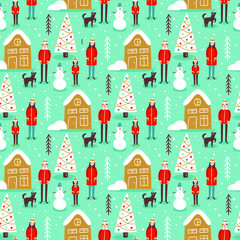 Christmas New Year seamless pattern vector illustration for wrapping paper and textiles