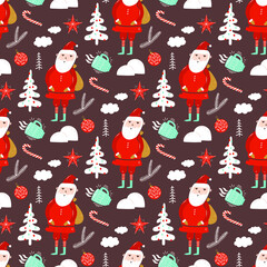 Christmas New Year seamless pattern vector illustration for wrapping paper and textiles