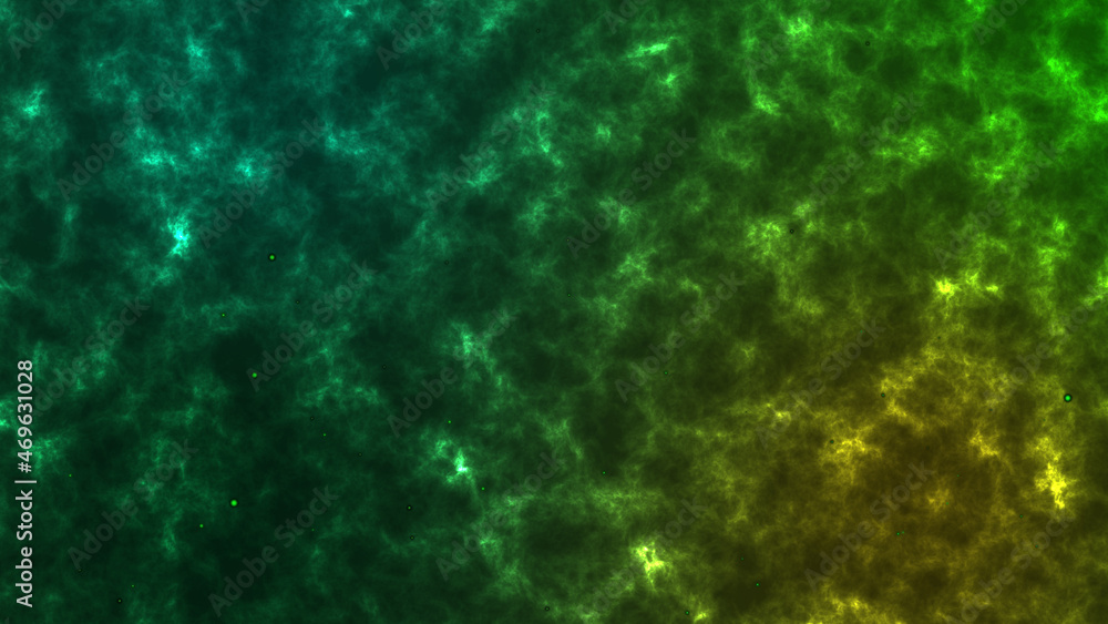 Wall mural green ember flames effect on lava ground background