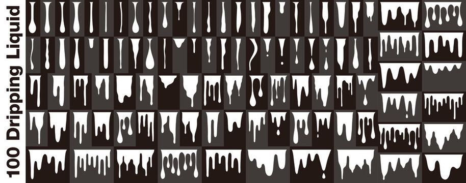 とろっ、たれる、流れる、とろける、したたり落ちる液体素材100セット