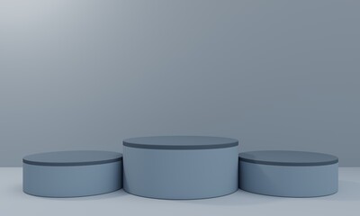 3d podium set for products display. Abstract minimal scene with geometric podium platform. Cylinder podium stand for products.