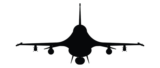Military attack aircraft silhouette vector on white background, military vehicle technology, set of air force weapon in black and white.