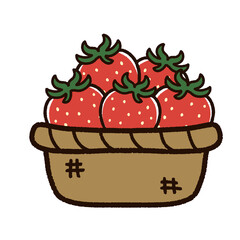 カゴに入った山盛りのイチゴ