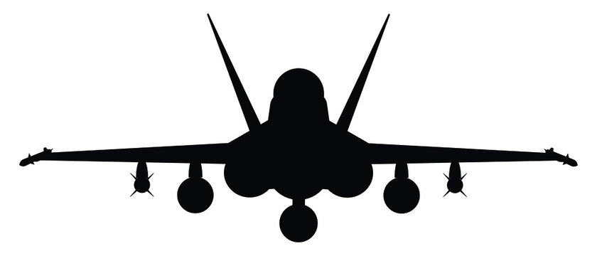 Military attack aircraft silhouette vector on white background, military vehicle technology, set of air force weapon in black and white.